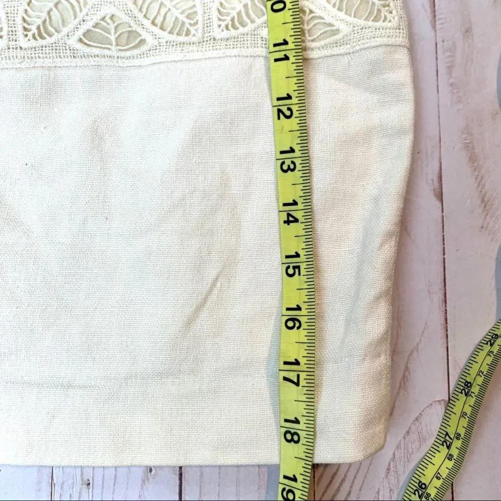 Anthropologie Moulinette Soeurs Y2k Ivory Leaf Lace Boho Coastal Mini Skirt